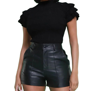Shorts en cuir pour femmes, coupe ajustée respirante, design personnalisé, taille haute, fabrication professionnelle, grandes tailles - Product Image 6