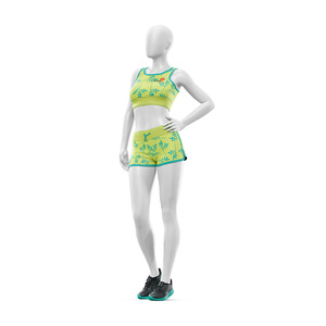 Ensemble de sport et fitness personnalisé 2 pièces : Crop top à col rond et short, bretelles réglables, taille élastique, séchage rapide, extensible dans les quatre sens - Product Image 2