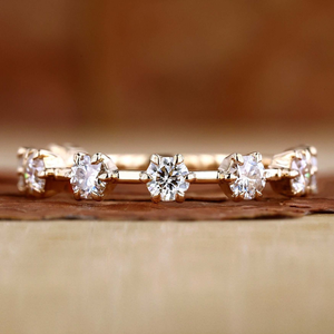 Full Eternity Moissanite Band Round Cut Wedding <b>Ring</b> Shared Prong <b>Stacking</b> <b>Ring</b> 14K Gold Plated Anniversary Band Unisex Party - Product Image 1