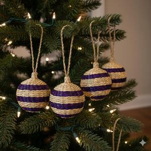 Ornement suspendu artisanal en herbe de mer pour sapin de Noël, décoration rustique naturelle en osier pour les fêtes, prix de gros Vietnam - Product Image 1