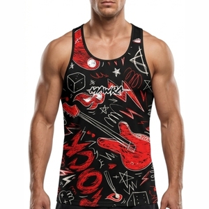T-shirts sans manches en polyester personnalisés par sublimation, très bien notés, unisexes, élégants, pour la gym, la musculation et les entraînements. - Product Image 1