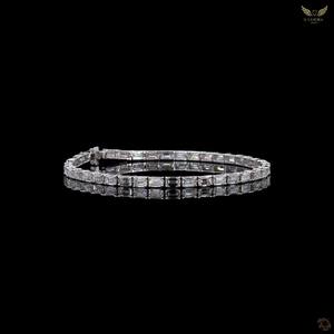 Pulsera de Diamantes Cultivados en Laboratorio de 9k, Corte Esmeralda, Oro Blanco, Eternidad Completa, con Diamantes Baguette para Mujer - Product Image 4