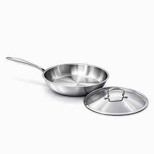 Premium Tri-Ply Stainless Steel Non-Stick Fry <b>Pan</b> with Lid Durable Long Handle 1.2L Capacity for Frying & Sauting 24 cm - Product Image 1
