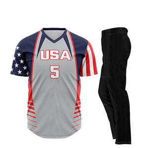 Conjunto de Uniforme de Béisbol Personalizado, Jersey y Pantalones Sublimados, Venta al por Mayor para Equipos, Impresión Digital OEM, Ropa de Academia de Softbol con Cuello en V Personalizada - Product Image 1