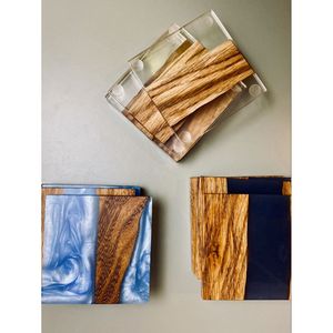 Contemporary Minimalist Resin Wooden <b>Coasters</b> Mats & Pads for Modern Homes - Product Image 4