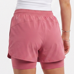 Shorts Deportivos de Doble Capa con Cordón Ajustable para Mujer, Secado Rápido, Compresión, Shorts Interiores para Yoga, Cintura Media, Corte Regular - Product Image 2