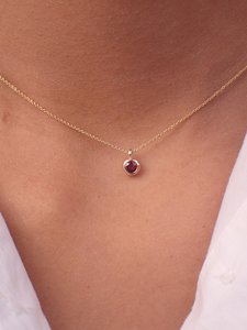 <b>Ruby</b> <b>Necklace</b>, Bezel Set <b>Necklace</b>, Gold <b>Ruby</b> Pendant, Delicate <b>Ruby</b>, Round Cut <b>Ruby</b>, July Birthstone Gift - Product Image 1