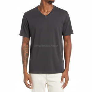 T-shirts personnalisés bleus pour hommes, 220 g/m², coton, logo OEM, sérigraphie, broderie, usine, coton épais, streetwear, fournisseur de marque privée - Product Image 5