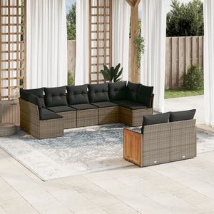 Conjunto de Sofás de Jardín de Acero con Recubrimiento en Polvo y Ratán PE Gris con Tela de Poliéster - Muebles de Exterior Duraderos - Product Image 1