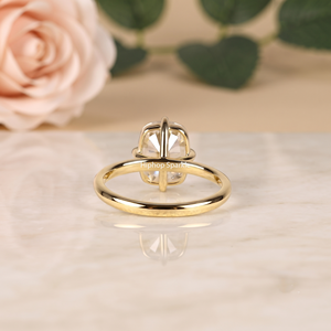 Anillo de Compromiso Solitario Clásico con Moissanita Corte Cojín, Oro Amarillo de 14K, Joyería Fina Minimalista para Novia, Regalo para Mujer, Anillo de Promesa - Product Image 4