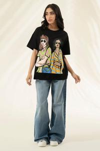 เสื้อยืดพิมพ์ลายทันสมัยสำหรับผู้หญิงเสื้อยืดทรงหลวมระบายอากาศได้ดีพิมพ์ลายเสื้อผ้าสไตล์สตรีทแวร์ - Product Image 2