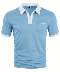 Direct Factory Wholesale OEM Custom Logo 100% Polyester 220 GSM Anti-Wrinkle Men's Short Sleeve <b>Polo</b> <b>Shirts</b> <b>Zip</b> Closure <b>Neck</b> - Product Image 6