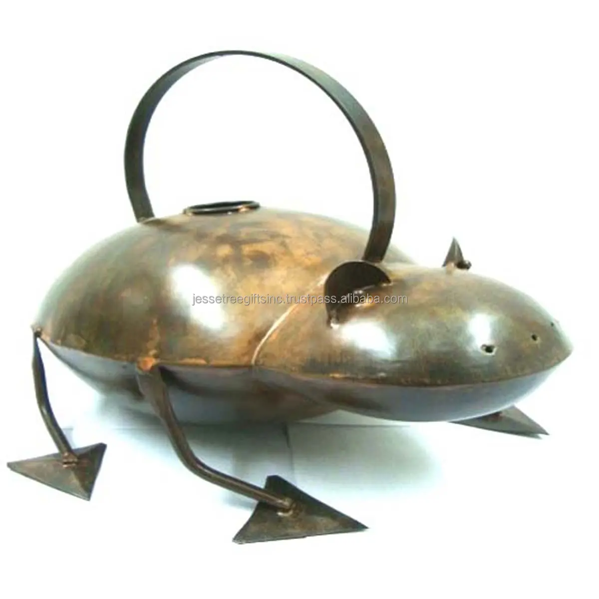 현대 개구리 모양 금속 시트 물 지팡이 다크 브라운 스프레이 페인트 물을주는 식물에 대한 손잡이와 마무리 도매 가격