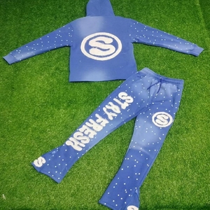 Stylish USA Distress Embroidery <b>Tracksuit</b> Modern Jogging Suit Comfortable Durable Wear - Product Image 2