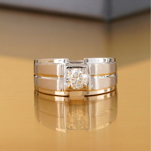 Anillo de Boda Clásico Solitario para Hombre, Oro Blanco de 14K, Diamante Cultivado en Laboratorio de Corte Redondo, Montura de Garras, Claridad VVS1 y VVS2, Joyería Fina - Product Image 1