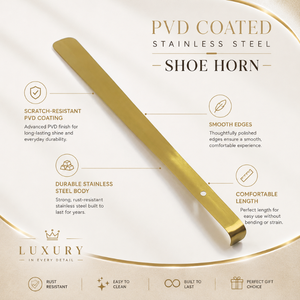 PVD Coated Stainless Steel Shoe Horn with <b>Smooth</b> Grip | Luxury Long Handle Footwear Helper for Easy Shoe Wear Daily Use <b>Tool</b> Kit - Product Image 5