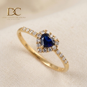 Anillo de Compromiso de Oro Amarillo Sólido de 14 Quilates con Certificado IGI al por Mayor para Mujer con Diamante Cultivado en Laboratorio y Topacio Azul de Londres en Forma de Corazón - Product Image 2