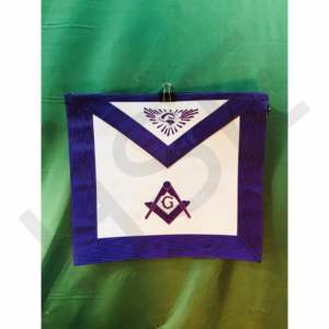 Delantal Masónico de Maestro Masón con Ribete Morado, Escuadra y Compás, Símbolo G, Delantal de Regalia Masónica - Product Image 1
