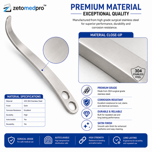 Retractor Pélvico de Una Sola Punta, Hoja de 24 mm de Ancho, Longitud Total de 10.75 pulgadas (27.3 cm), Zetomed Pro - Product Image 6