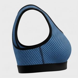 Women's Racerback Sports Bra Blue Hounds tooth Print Medium Support Breathable Yoga <b>Top</b> <b>Mesh</b> Back Design Summer Comfortable Gym - Product Image 3
