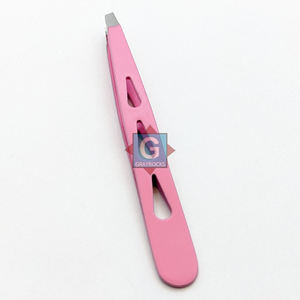 แหนบถอนขนคิ้วสีชมพูคุณภาพดีที่สุด ทำจากสแตนเลส ปลายเฉียง สำหรับกำจัดขนคิ้ว - Product Image 1