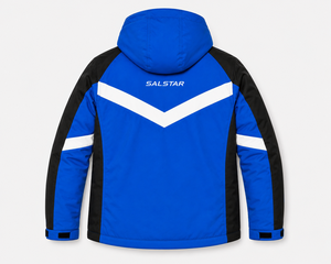 Veste softshell pour homme, bleu et blanc contrastés, avec capuche, imperméable, coupe-vent, veste de sport d'hiver pour l'extérieur, vêtements de travail personnalisés - Product Image 2