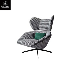 Moderno lujo cuero tela marco Metal ocio salón silla muebles reposabrazos bajo nuevo diseño Hotel sala de estar perezoso sofá individual - Product Image 6