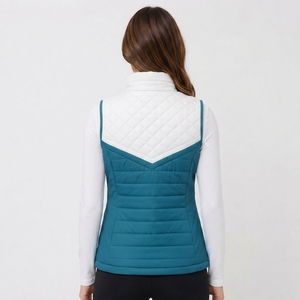 Chaleco Acolchado de Punto para Mujer, Ligero, Casual, sin Mangas, Diseño Acolchado, Cierre Frontal Completo, Cuello Alto, Ecológico - Product Image 2