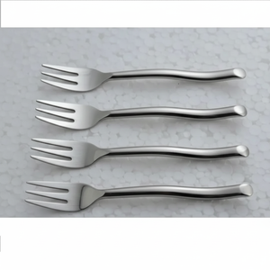 Ensemble de fourchettes en acier inoxydable au design incurvé avec manche en métal pour mariages, événements, maisons – Accessoires de cuisine finition polie - Product Image 1