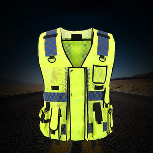 Gilet de travail antistatique en maille fluorescente de polyester à marque privée, certifié CE, avec bande noire de haute qualité. - Product Image 3