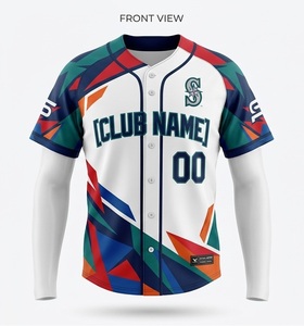 Maillot de baseball personnalisé unisexe, imprimé géométrique sublimé, respirant, manches courtes, 100% polyester [NOM DU CLUB] 00 Regular - Product Image 1