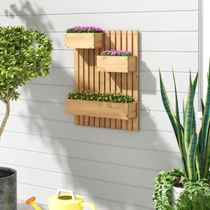 Bac à légumes surélevé en bois avec treillis, doublures en tissu et fonction d'arrosage pour plantes d'extérieur - Product Image 2