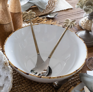 Ensemble de saladiers en laiton avec poignée en forme de palmier, design luxueux, meilleurs cadeaux, vaisselle haut de gamme, saladiers en laiton de créateur - Product Image 1