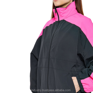 High Quality Unisex Windbreaker Jackets Custom Logo Professional Printed Color Block Mesh Lining Hooded Casual - Product Image 3