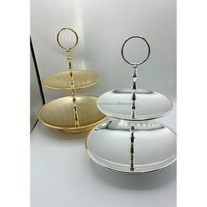 <b>Mirror</b> Polish 2 Tier Cake Stand Fruits Dessert Candies Serving Round Trays Dishwasher Safe Stainless Steel Cake Stand <b>Tabletop</b> - Product Image 3
