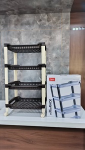 Anax 4 Tier Plastic Stunner Storage <b>Rack</b> with Wheels Multifunctional Organizer Modern Floor Type for Kitchen - Product Image 3