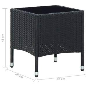 Petite table d'extérieur portable en rotin PE noir avec structure en acier et plateau en verre, mobilier de jardin - Product Image 5