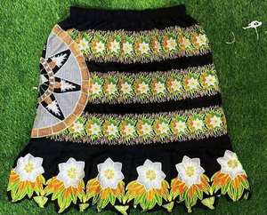 Jupe brodée pour femme, motif uni, taille PLS, confortable, effet ventre plat, pour la course et le quotidien, longueur genou, tenue d'été - Product Image 1