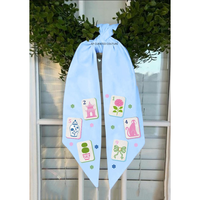 Guirnalda de Algodón Hecha a Mano Personalizada con Parches de Mahjong con Cuentas, Motivo de Jardín, Decoración para Colgar en la Puerta para Amantes del Mahjong