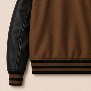 Veste universitaire d'hiver pour homme sur mesure de haute qualité, manches en cuir, streetwear, logos brodés sur le devant et le dos, vente en gros - Product Image 3
