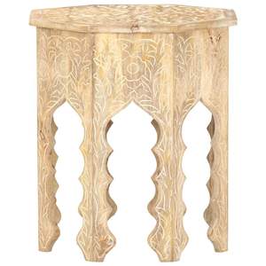 Mesa Auxiliar de Madera de Mango Sólida, Blanqueada, Tamaño Mediano, para Muebles de Sala de Estar - Product Image 2