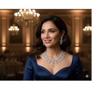 Ensemble de collier en laiton artisanal au design luxueux avec bijoux ethniques et boucles d'oreilles assorties pour femmes, pour occasions spéciales - Product Image 3