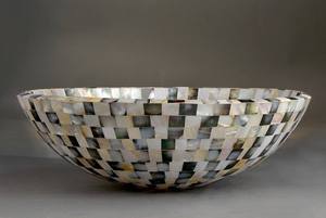 Évier de comptoir ovale SHEERI HANDICRAFTS en mosaïque de nacre, lavabo de luxe pour la maison et la salle de bain, couleur personnalisée, écologique, 42 cm, hôtel - Product Image 3
