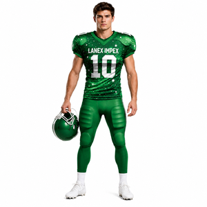 Nuevo Diseño Personalizado de Uniforme de Fútbol Americano Verde, Jersey de Práctica para Hombre, Número 10, Impresión por Sublimación, Poliéster Transpirable - Product Image 2