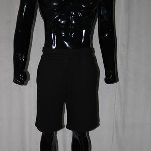Shorts Bermuda en Coton Noir pour Homme, Taille Élastique, Couleur Unie, Tricoté Respirant, Coupe Mi-Haute FINER THREADS - Product Image 2
