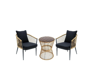 Set of 3 Pieces of Rattan <b>Outdoor</b> Bistro Set <b>Round</b> Coffee <b>Table</b> Rattan Patio Set for Garden, Living Room Balcony Made in Vietnam - Product Image 1