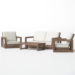 Minimalist Style Patio Garden Set with Teak Wooden Frame Material and Soft <b>Cushion</b> for Home Furniture Decoration - Product Image 2