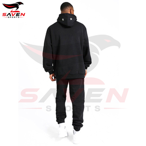 Survêtements pour hommes de couleur noire, style pull, manches longues, tissu écologique de la plus haute qualité, ornés de strass, très demandés - Product Image 2