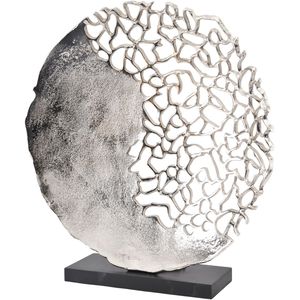 Artistic Silver Plated Filigree Disc Sculpture Black Stone Base Modern Handmade Birthday Table Decor Home Office Art <b>Gift</b> - Product Image 1