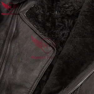 <b>Mens</b> Real Black Leather <b>Jacket</b> Fur Collar B3 Bomber Aviator <b>Shearling</b> Flight Coat Custom Classic Winter Warm Outwear Fashion New - Product Image 2